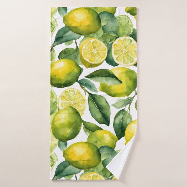 Conjunto De Toalhas Design de Padrão de Aquarela de Limões (Toalha de Banho)