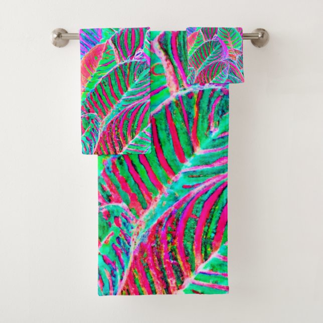 Conjunto De Toalhas Design de padrão de folha vívida (Insitu)