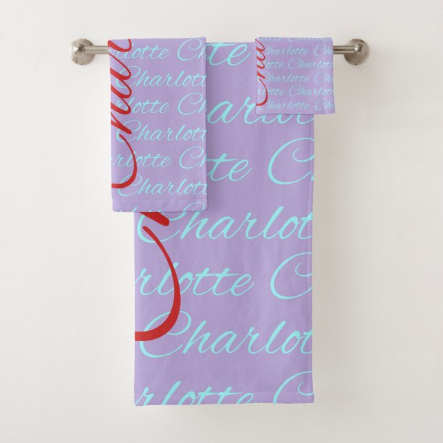 Conjunto De Toalhas Design de padrão de nome Charlotte (Insitu)