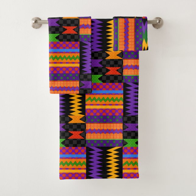 Conjunto De Toalhas Design de padrão Throwback Kente dos anos 90 (Insitu)
