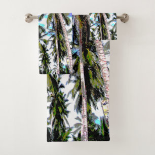 Conjunto De Toalhas Design de Palmeiras Tropicais.