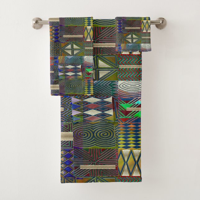 Conjunto De Toalhas Design de patchwork ao estilo africano (Insitu)
