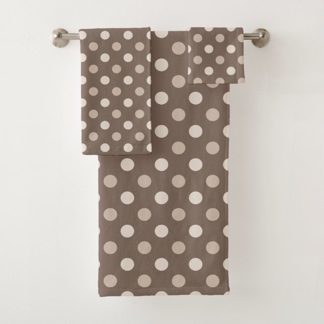 Conjunto De Toalhas Design de Pontos Polka Marrom Terra Neutra (Insitu)