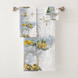 Conjunto De Toalhas Design de Repetição de Casamento de Natal Branco