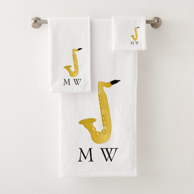 Conjunto De Toalhas Design de Saxofone Monogramado (Insitu)