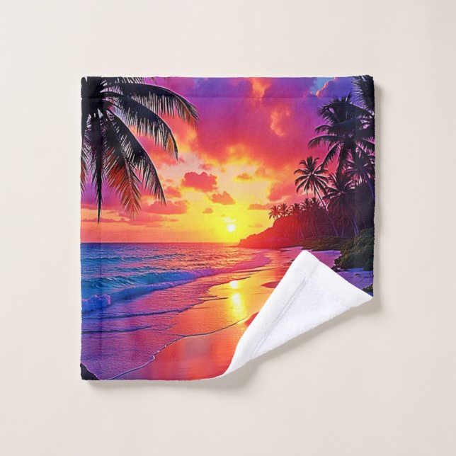Conjunto De Toalhas Design de Sonho de Praia Sunset Vibrante (Pano de lavar)