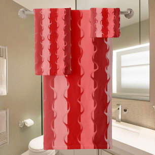 Conjunto De Toalhas Design de stripped moderna em vários tons de verme