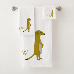 Conjunto De Toalhas Design de Suricata Monogramado