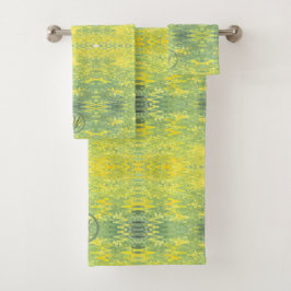 Conjunto De Toalhas Design do abstrato amarelo e verde