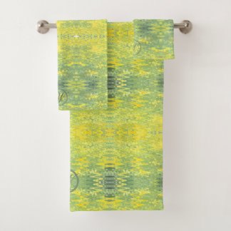 Conjunto De Toalhas Design do abstrato amarelo e verde