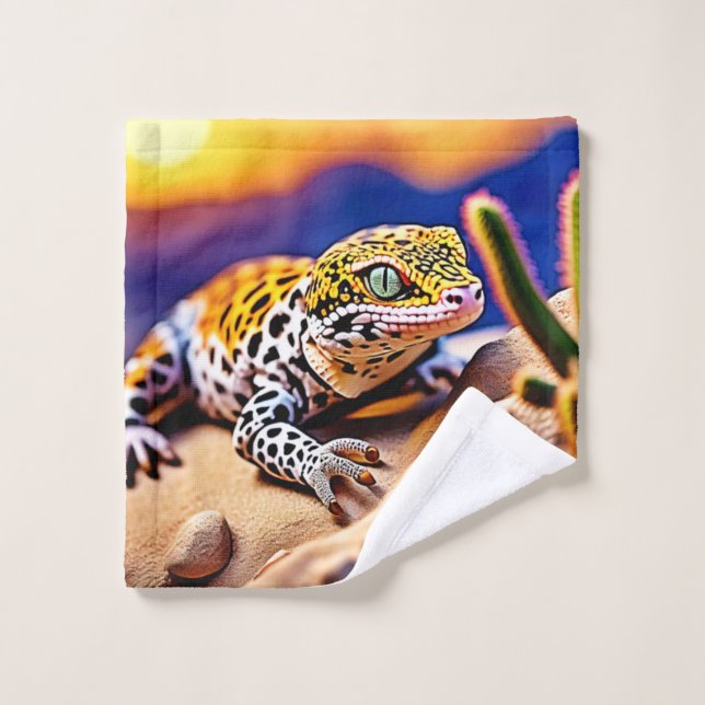 Conjunto De Toalhas Design do Deserto do Sol, Gecko Leopardo Cujo Sol (Pano de lavar)