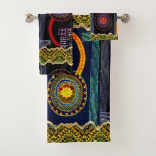 Conjunto De Toalhas Design do Jardim Flor Africano de Arte Folclórica