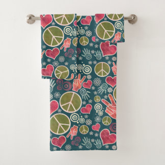 Conjunto De Toalhas Design do sinal do pacifismo do hipster do símbolo