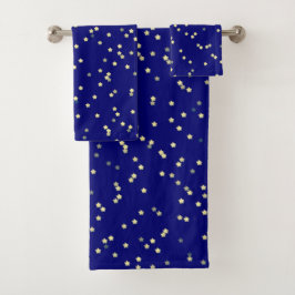 Conjunto De Toalhas Design Estrela Dourada em Azul