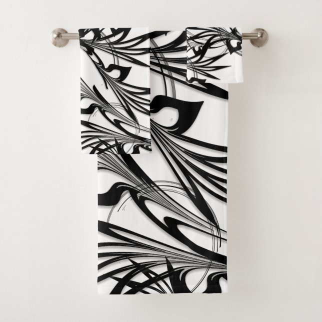 Conjunto De Toalhas Design fabuloso de Fern preto e branco (Insitu)