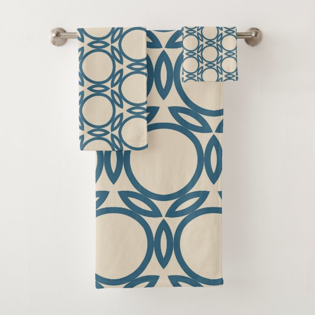 Conjunto De Toalhas Design marinho  Blue Taupe Geo (Insitu)