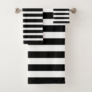 Conjunto De Toalhas Design Moderno de Strips Pretos e Brancos