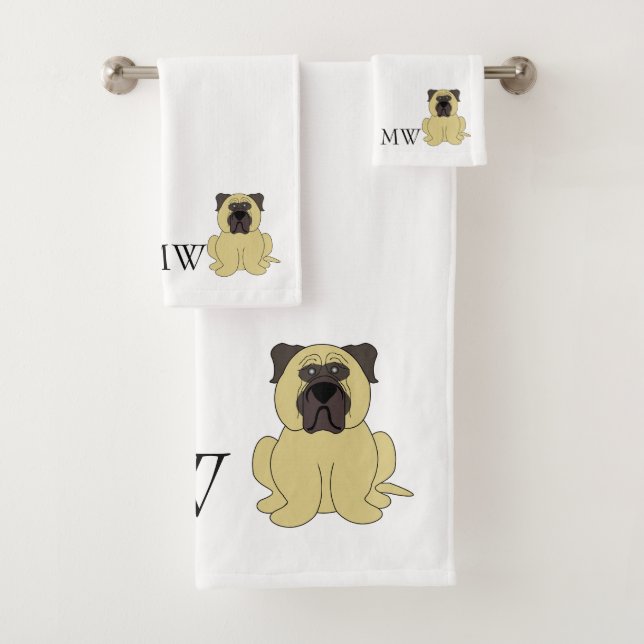Conjunto De Toalhas Design monograma do cão Bullmastiff (Insitu)