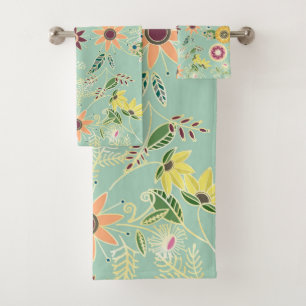 Conjunto De Toalhas Design Original do Ouro de Folk Colorido