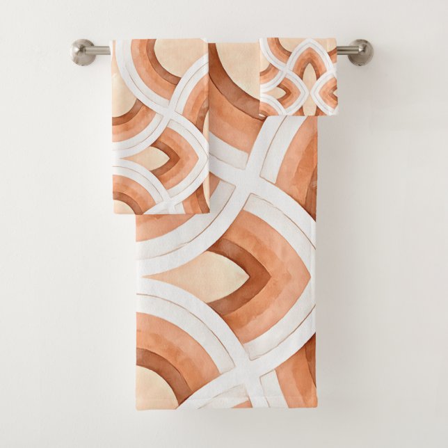 Conjunto De Toalhas Design Retro Arco-íris em Pastel Rust e Deserto (Insitu)