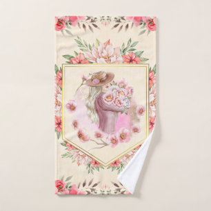 Conjunto De Toalhas Design Rosa Floral, Lady Of Primavera