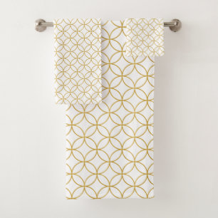 Conjunto De Toalhas Design tradicional japonês - SHIPPO - branco&Dour