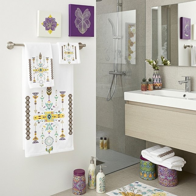 Conjunto De Toalhas Design tribal amarelo e verde (Criador carregado)