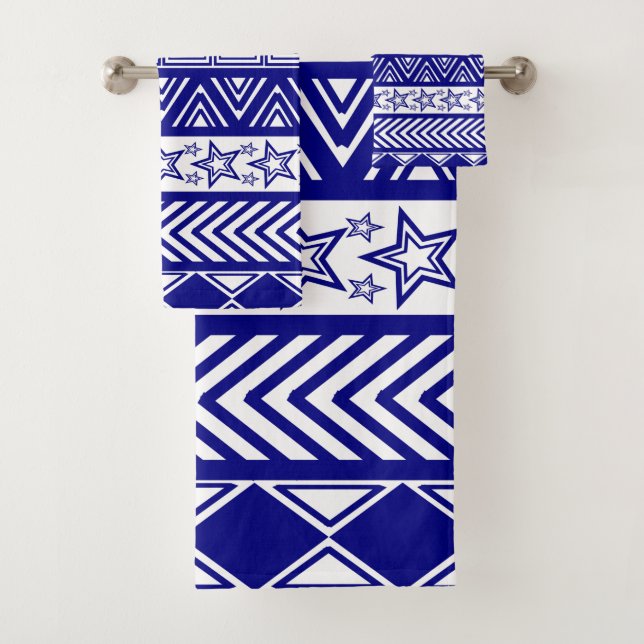 Conjunto De Toalhas Design Tribal Azul (Insitu)