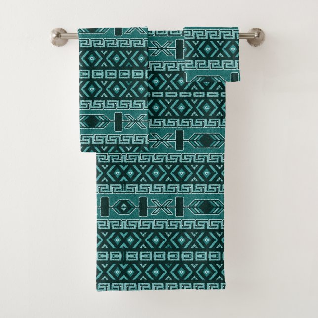 Conjunto De Toalhas Design Turquoise Aztec Sudoeste (Insitu)