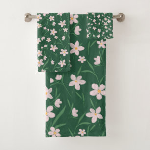 Conjunto De Toalhas Design Verde Cinza-Vidro, Cor-de-Água