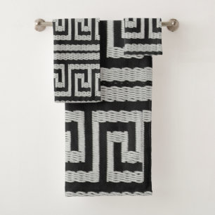Conjunto De Toalhas Designer de Chave Grega de aparência cinza