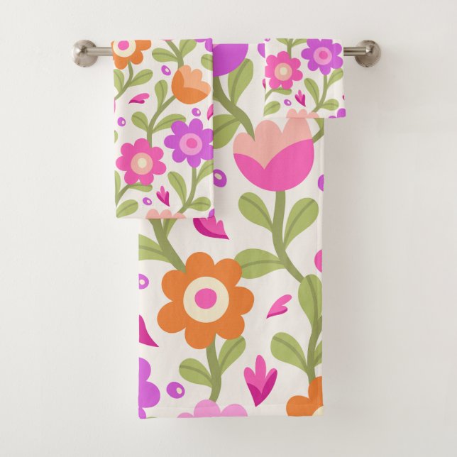 Conjunto De Toalhas Designs Florais Elegantes - Lindo e Personalizável (Insitu)