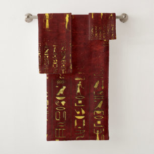 Conjunto De Toalhas Deuses egípcios dourados e hieroglyphics no couro
