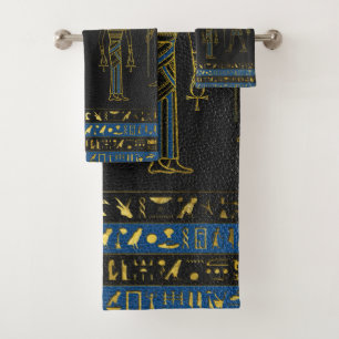 Conjunto De Toalhas Deuses egípcios dourados e hieroglyphics no couro