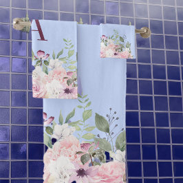 Conjunto De Toalhas Dia de as mães Bonito Cor-de-Rosa Azul Floral