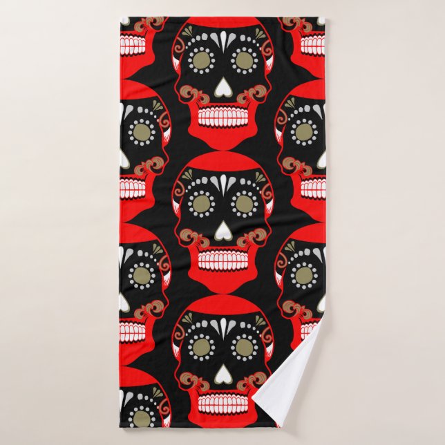 Conjunto De Toalhas Día De Los Muertos Skull Impressão (Toalha de Banho)