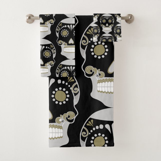 Conjunto De Toalhas Día De Los Muertos Skull Impressão (Insitu)