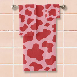 Conjunto De Toalhas Dia dos Namorados Western Cow Print Cowgirl Rosa V