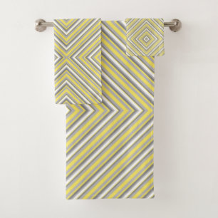 Conjunto De Toalhas Diagonais Cinza e Amarelo