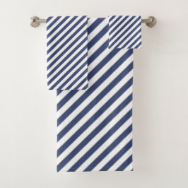 Conjunto De Toalhas Diagonal navy blue and white stripes pattern