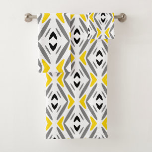 Conjunto De Toalhas Diamante de Cinza Amarelo Abstrato moderno