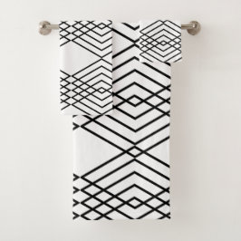 Conjunto De Toalhas Diamantes preto e branco grandes