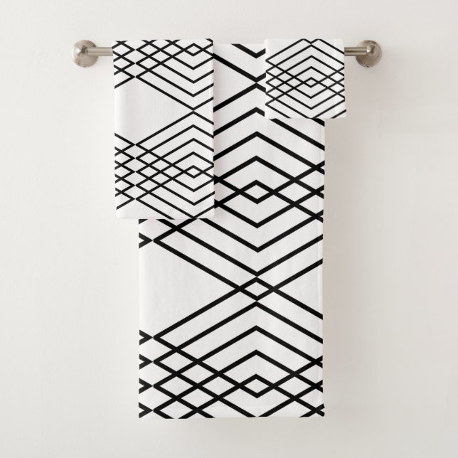 Conjunto De Toalhas Diamantes preto e branco grandes (Insitu)