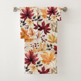 Conjunto De Toalhas Diga com folhas de outono 3 -