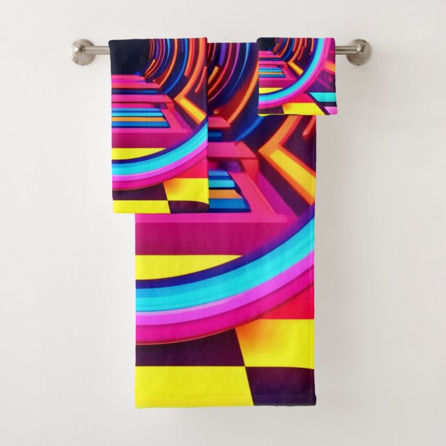 Conjunto De Toalhas Dimensões do Túnel Neon (Insitu)