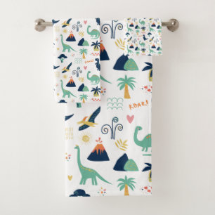 Conjunto De Toalhas Dino Land White