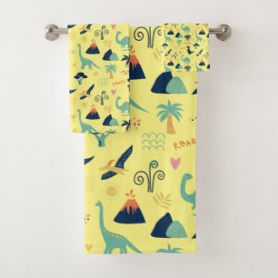 Conjunto De Toalhas Dino Land Yellow