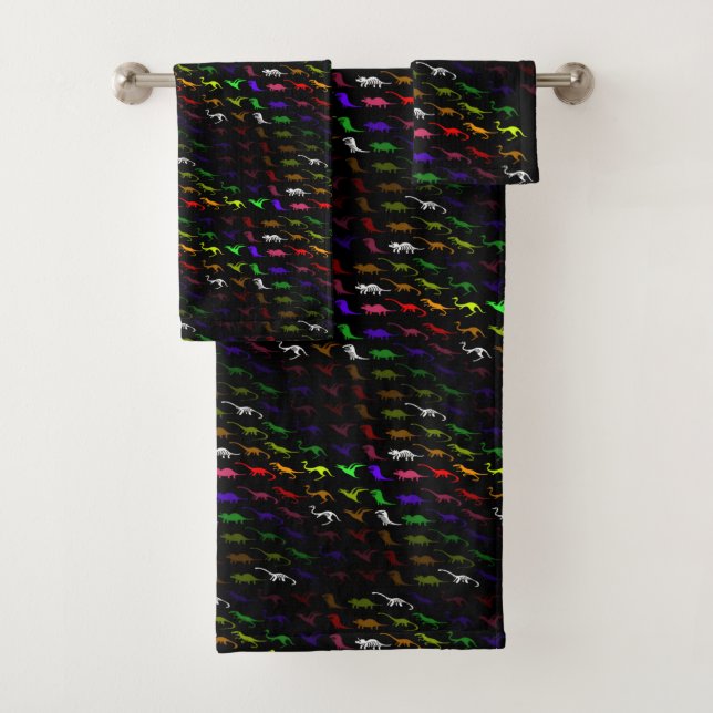 Conjunto De Toalhas Dinossauro fofo colorido arco-íris incomum (Insitu)