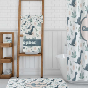 Conjunto De Toalhas Dinossauro Verde Azul e Bonito com Nome