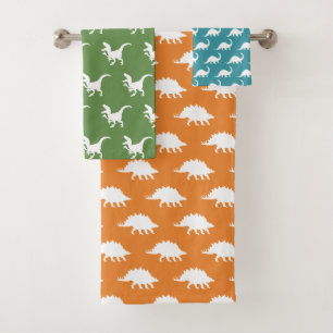 Conjunto De Toalhas Dinossauros brancos coloridos